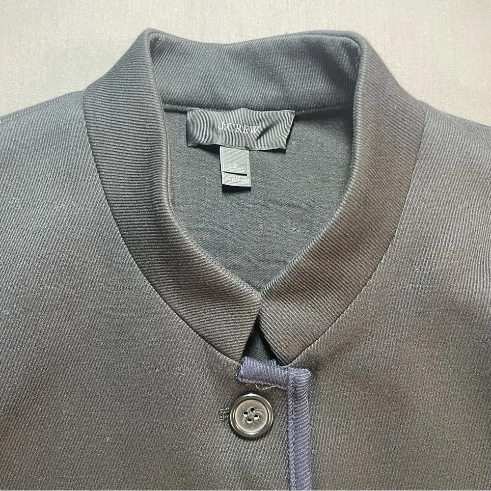 J Crew Tipped Twill Blazer Jacket w/ Mandarin Collar; Black/Navy - Womens Size 4